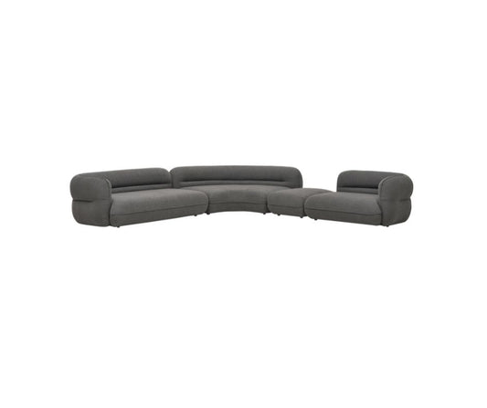 Cuddle Fabric Corner Modern Sofa Set Dark Grey