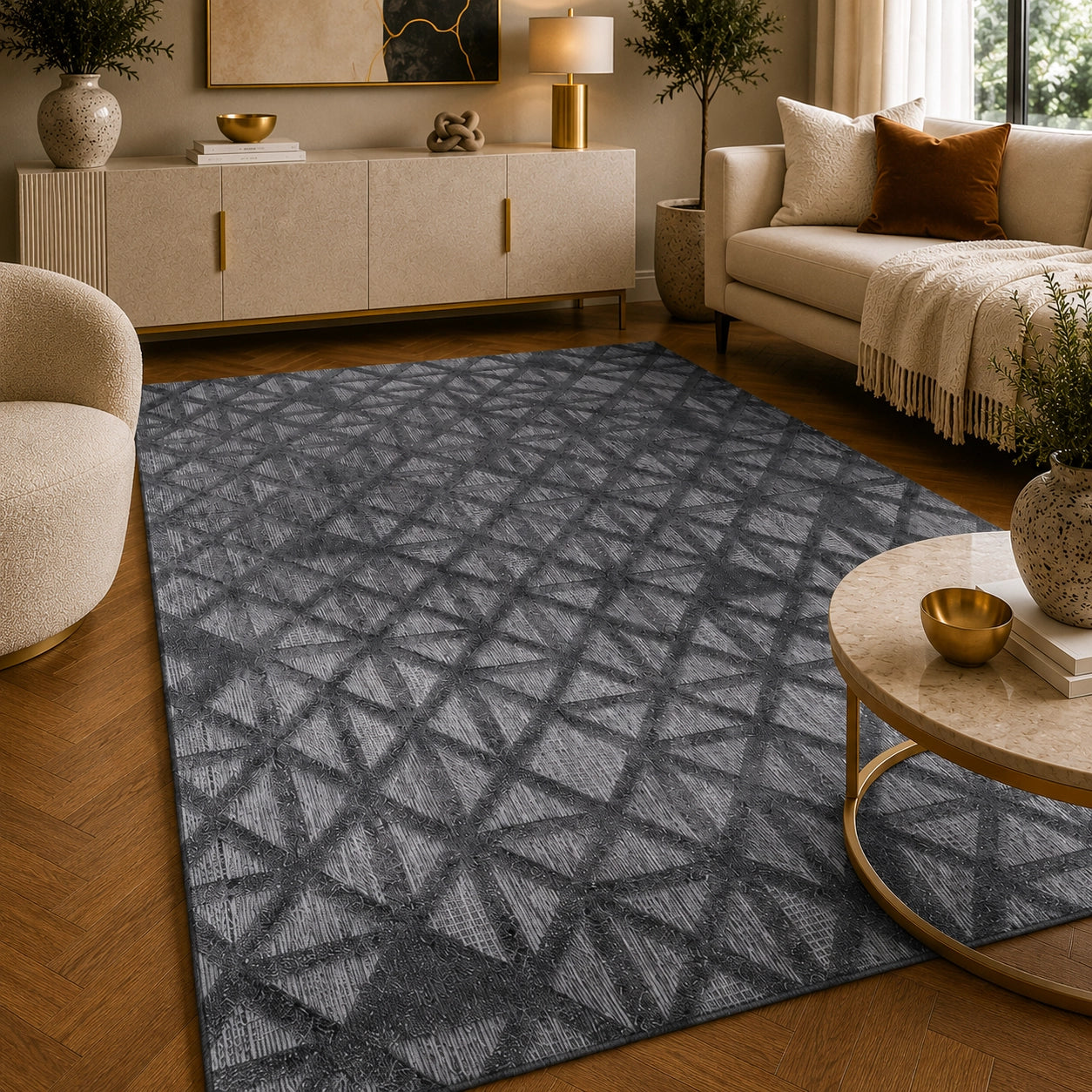 Venus E697A Dark Grey Modern Area Rug