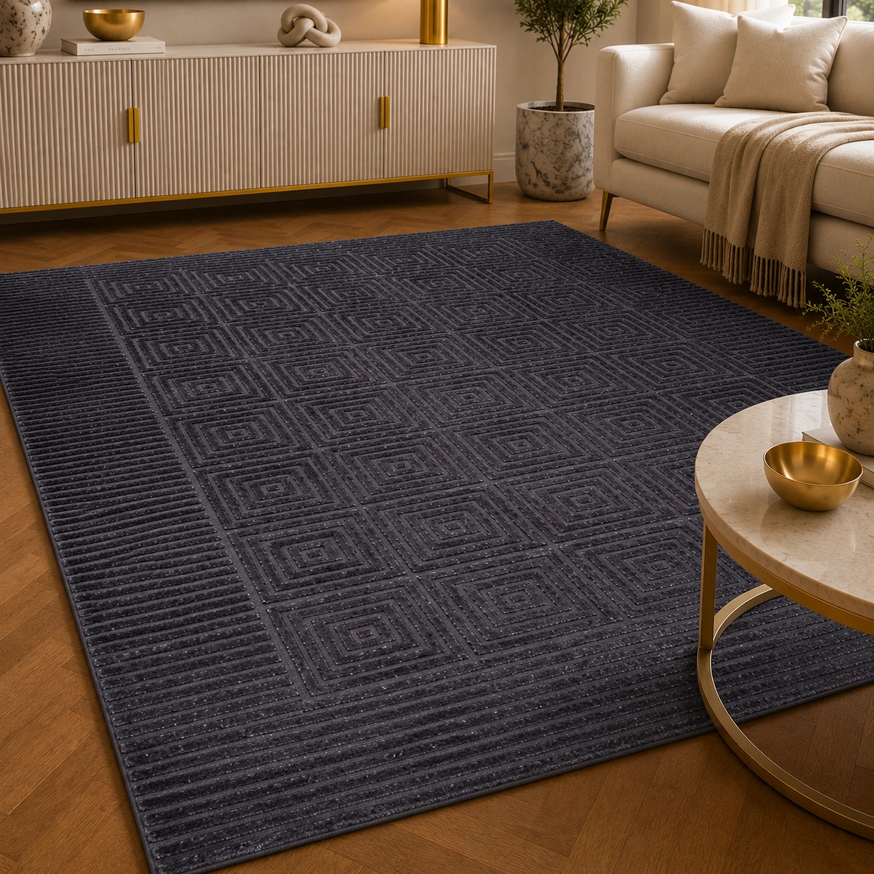 Lucca E646A Dark Grey Modern Area Rug