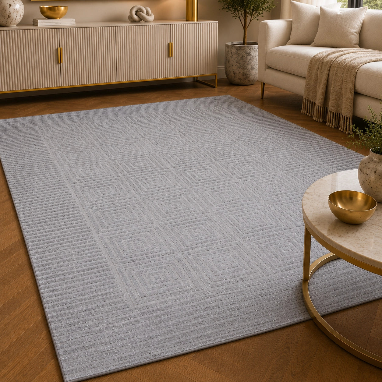 Lucca E646A Light Grey Modern Area Rug