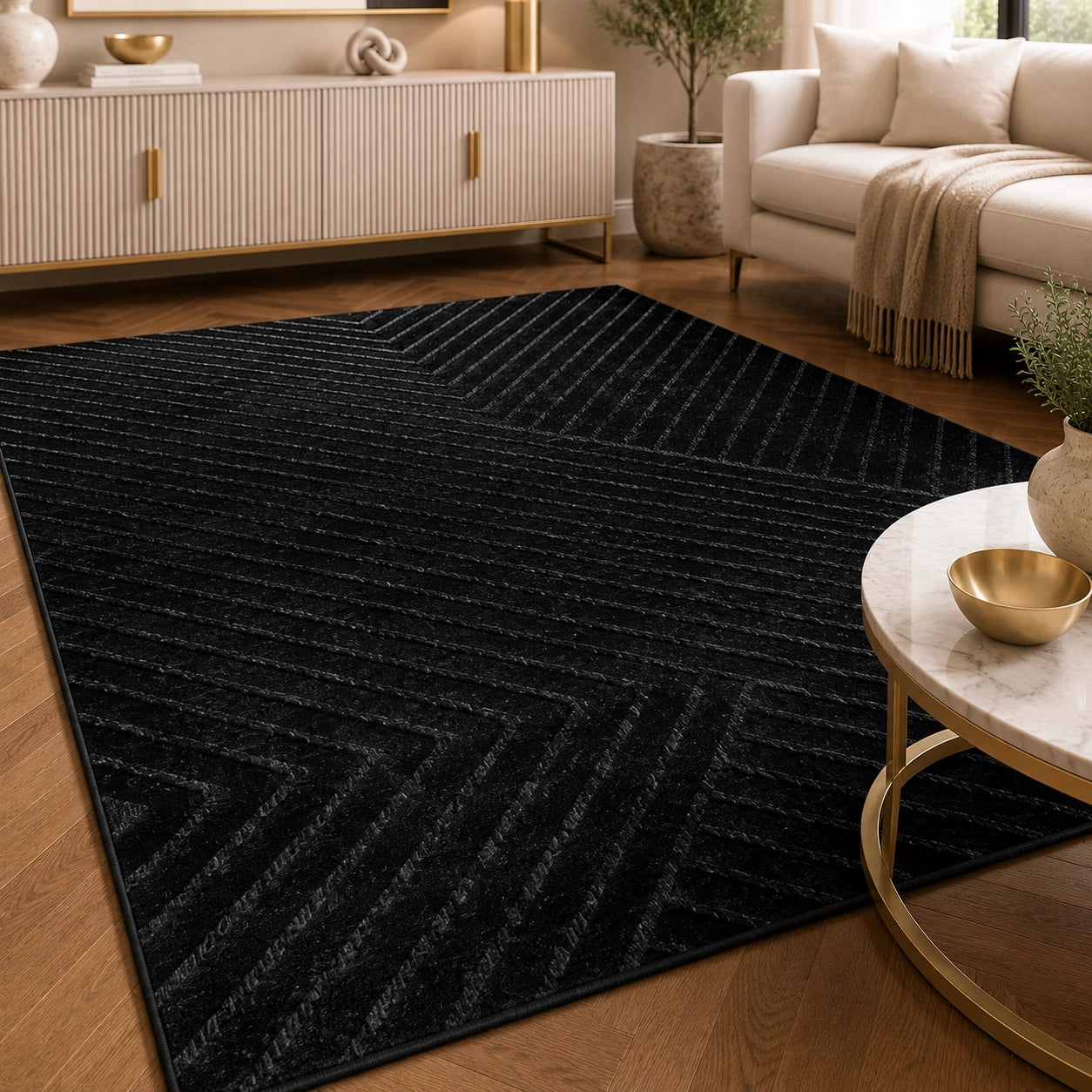 Venus E690B Anthracite Modern Area Rug