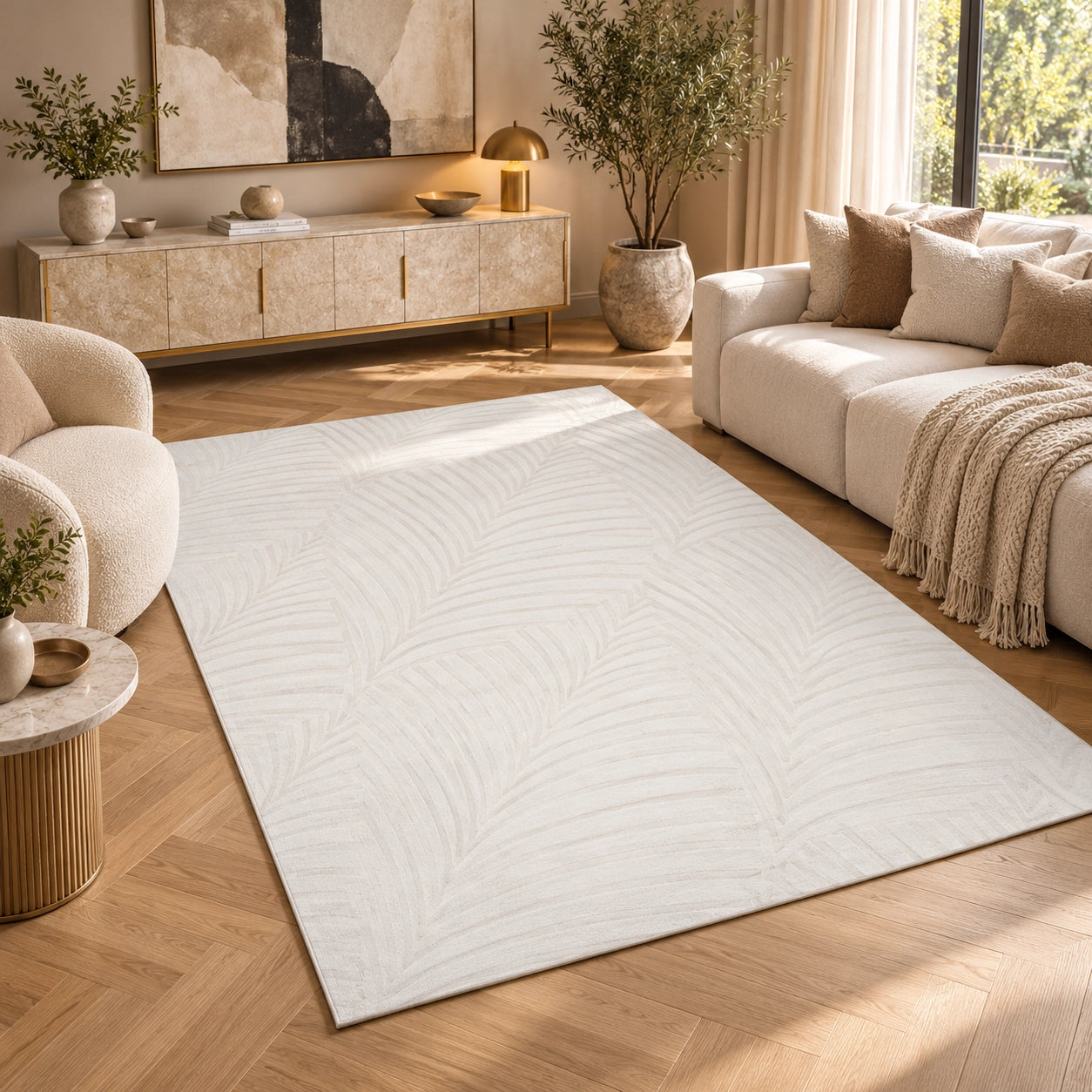 Lucca E648A Cream Cream Modern Area Rug