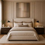 Modern designer bedside lamp featuring a marble base and black shade