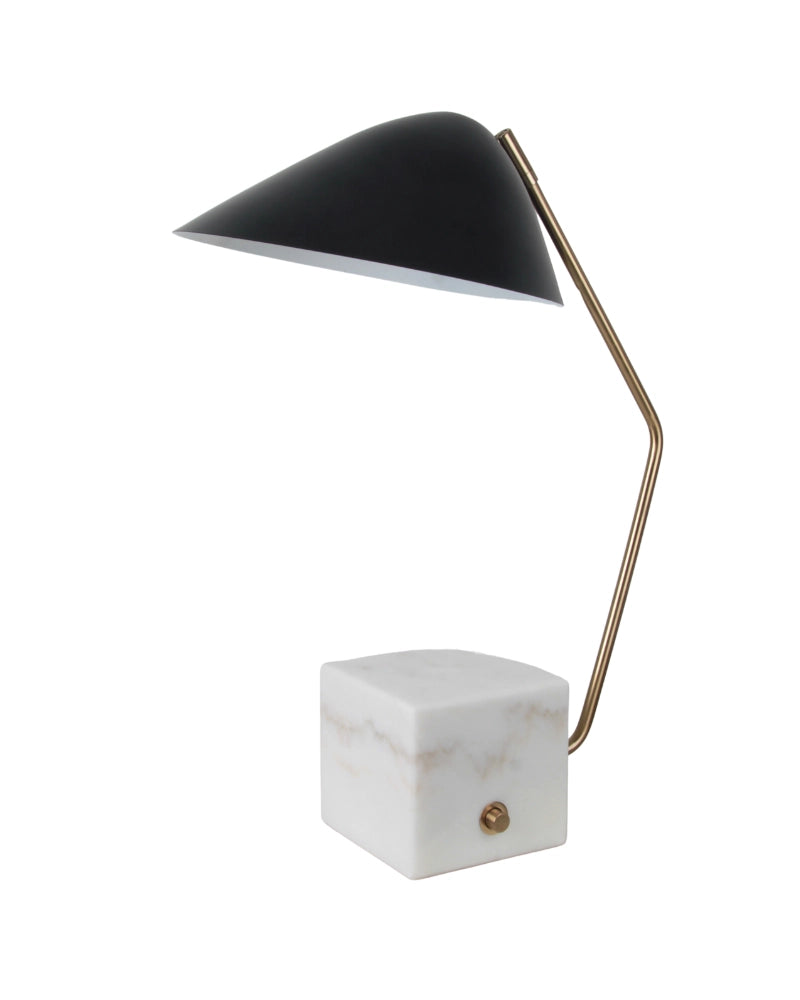 Zenith Marble Table Lamp with Black Metal Shade