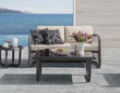City Outdoor Sofa Set In Dark Stain