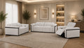 Crown Dual Electronic Recliner Fabric Sofa Set Cream Silver