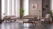 Lorenzo Cream Fabric Modern Sofa Set